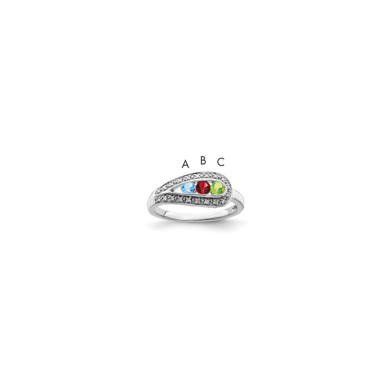 14K White Gold Family Jewelry Synthetic Stone & Diamond Set Ring