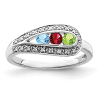 14K White Gold Family Jewelry Synthetic Stone & Diamond Set Ring