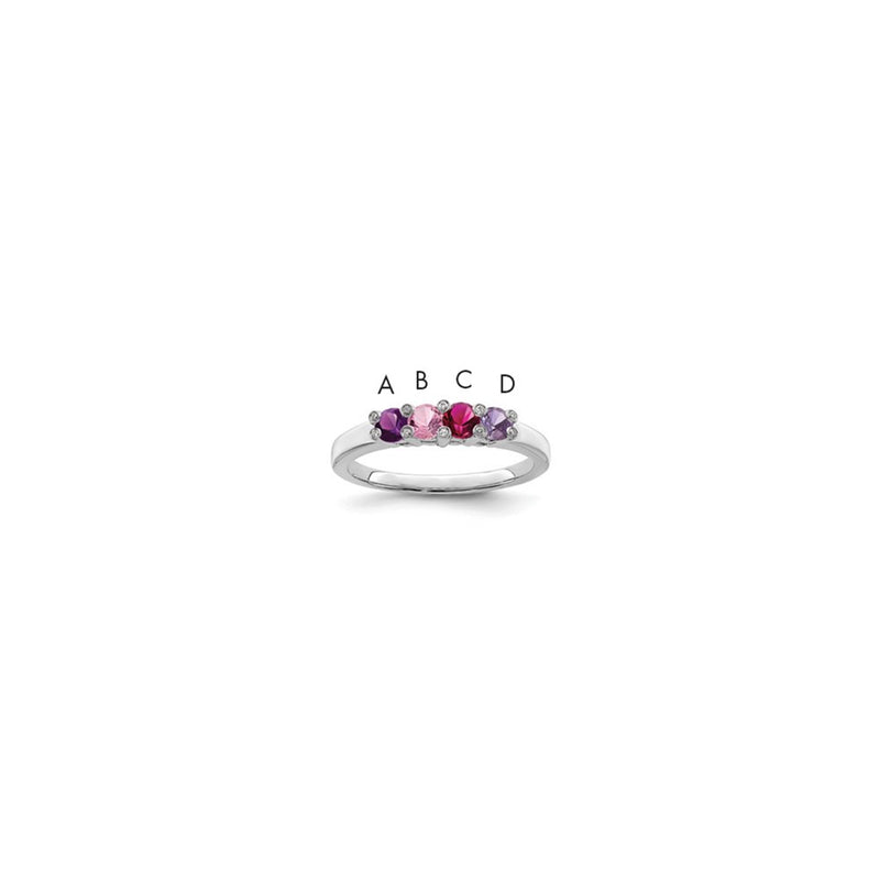 14K White Gold Family Jewelry Synthetic Stone & Diamond Set Ring
