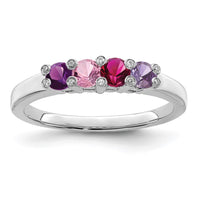 14K White Gold Family Jewelry Synthetic Stone & Diamond Set Ring