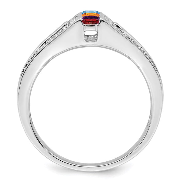 14K White Gold Family Jewelry Diamond Semi-Set Ring