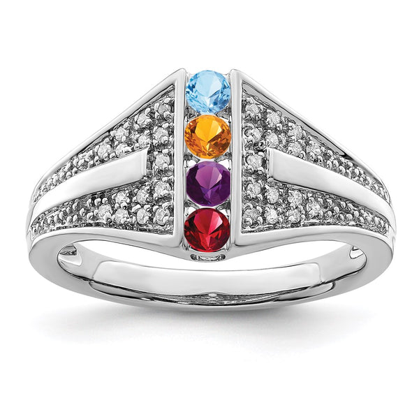 14K White Gold Family Jewelry Diamond Semi-Set Ring