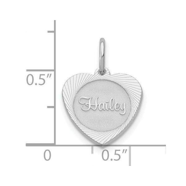 10k White Gold Small Heart Disc Name Charm