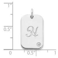 10k White Gold Initial Dog Tag with Diamond Charm