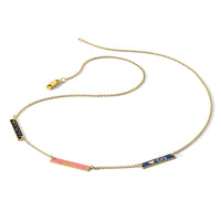 14k Yellow Gold Brushed 3 Station w/Epoxy Necklace