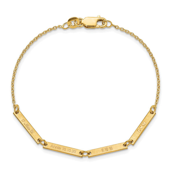 Sterling Silver/Gold-plated Brushed 4 Station Bracelet
