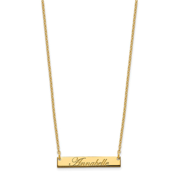 Sterling Silver/Gold-plated Small EDWARDIAN SCRIPT Bar Necklace