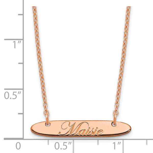 SS/Rose-plated Small Oblong EDWARDIAN SCRIPT Bar Necklace