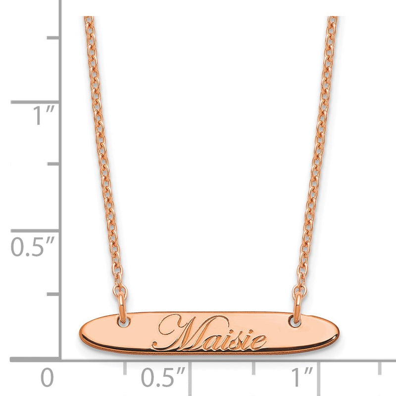 SS/Rose-plated Small Oblong EDWARDIAN SCRIPT Bar Necklace