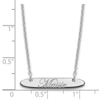 SS/Rhodium-plated Small Oblong EDWARDIAN SCRIPT Bar Necklace
