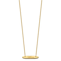 14k Yellow Gold Small Oblong EDWARDIAN SCRIPT Bar Necklace