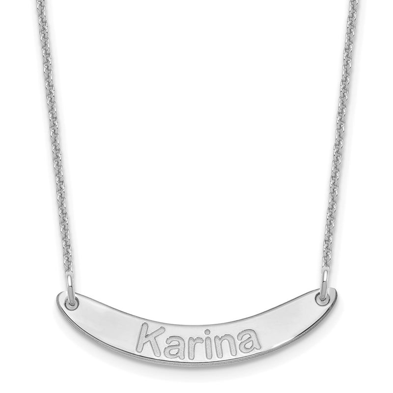 14k White Gold Small ARIAL ROUNDED Curved Bar Necklace