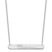 SS/Rhodium-plated Large EDWARDIAN SCRIPT Bar Necklace