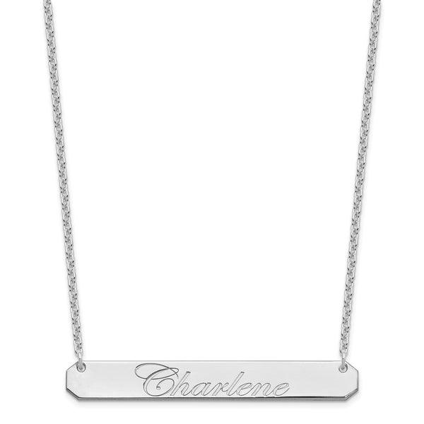 SS/Rhodium-plated Large EDWARDIAN SCRIPT Bar Necklace