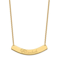 SS/Gold-plated Large EDWARDIAN SCRIPT Curved Bar Necklace
