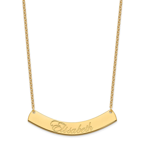 SS/Gold-plated Large EDWARDIAN SCRIPT Curved Bar Necklace