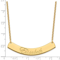 SS/Gold-plated Large EDWARDIAN SCRIPT Curved Bar Necklace