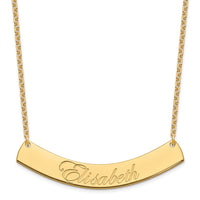 SS/Gold-plated Large EDWARDIAN SCRIPT Curved Bar Necklace