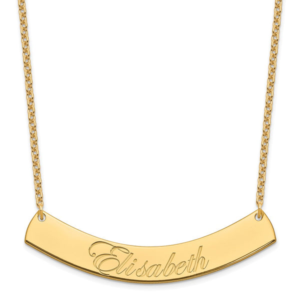 SS/Gold-plated Large EDWARDIAN SCRIPT Curved Bar Necklace