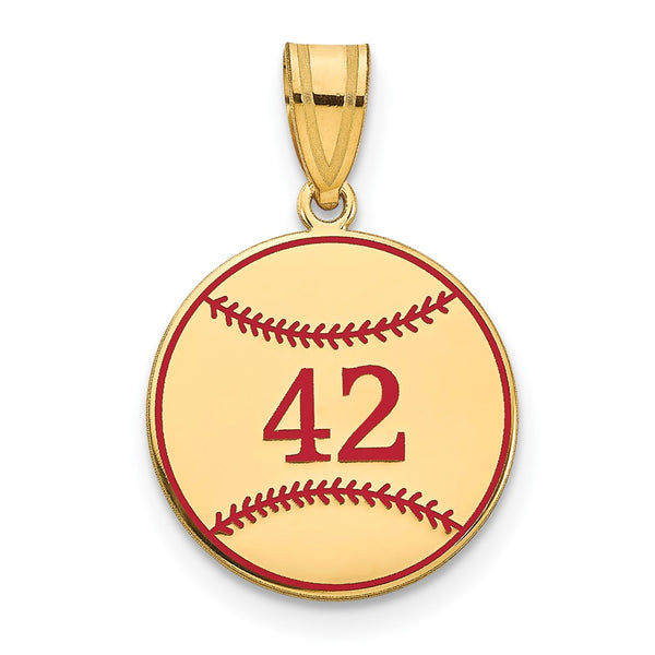 14k Yellow Gold Personalized Baseball Epoxy Pendant