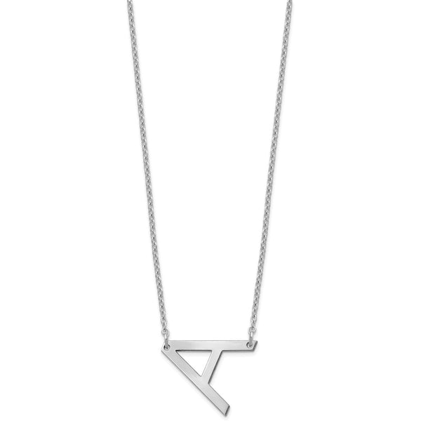 14K White Gold Polished Small Letter A Necklace