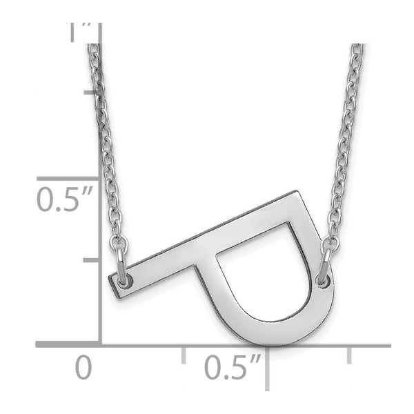 14K White Gold Polished Small Letter P Necklace