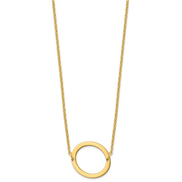 14K Yellow Gold Polished Small Letter O Necklace