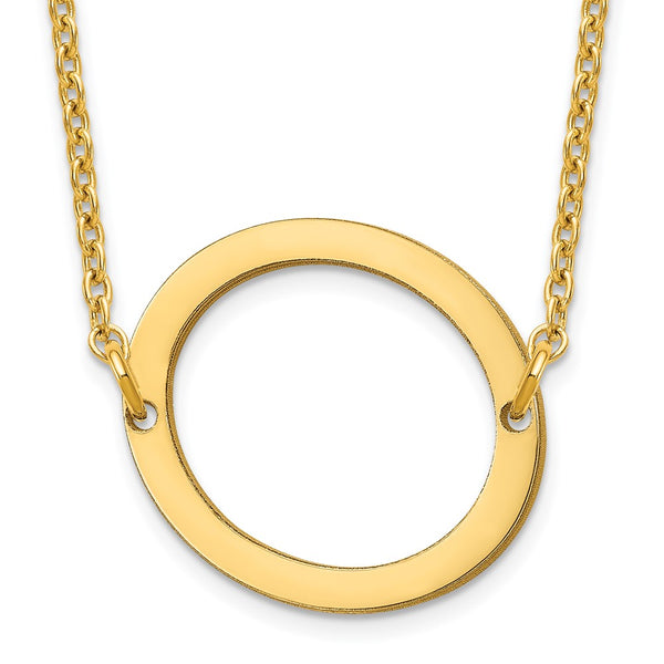 14K Yellow Gold Polished Small Letter O Necklace