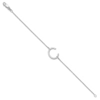 14K White Gold Polished Small Letter C Bracelet