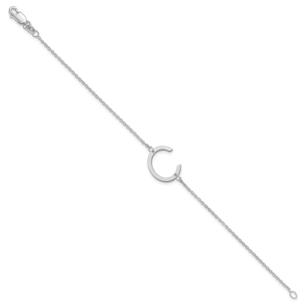 14K White Gold Polished Small Letter C Bracelet