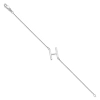 14K White Gold Polished Small Letter H Bracelet