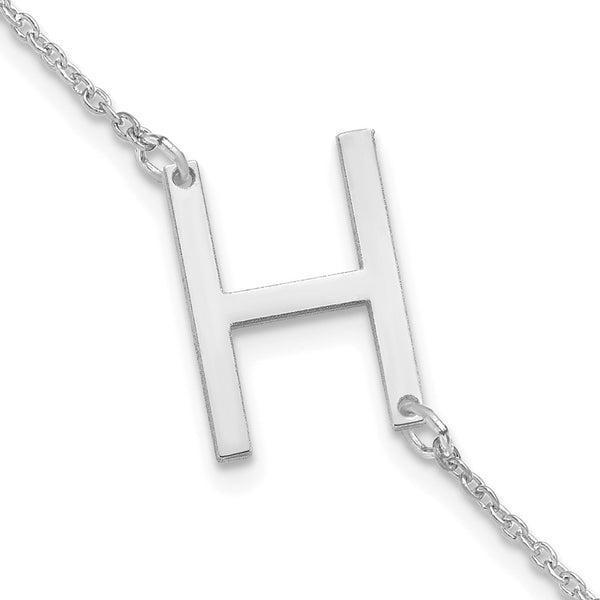 14K White Gold Polished Small Letter H Bracelet