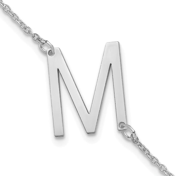 14K White Gold Polished Small Letter M Bracelet