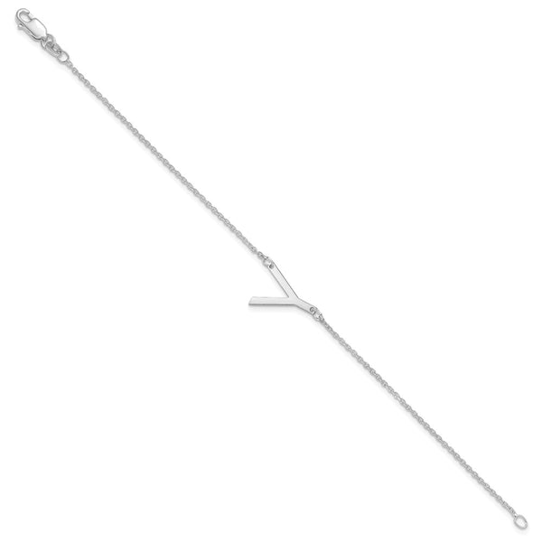 14K White Gold Polished Small Letter Y Bracelet