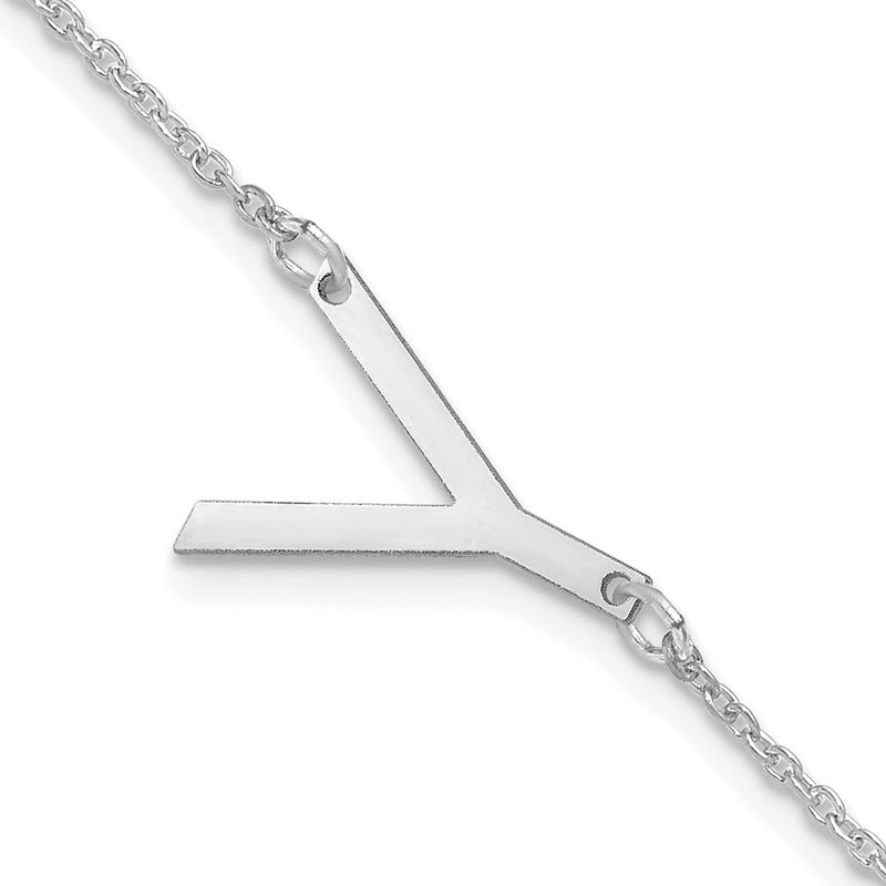 14K White Gold Polished Small Letter Y Bracelet