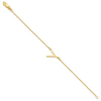 14K Yellow Gold Polished Small Letter Y Bracelet