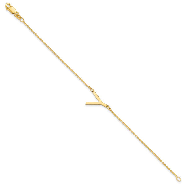 14K Yellow Gold Polished Small Letter Y Bracelet