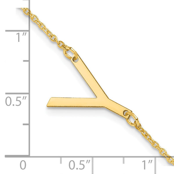 14K Yellow Gold Polished Small Letter Y Bracelet