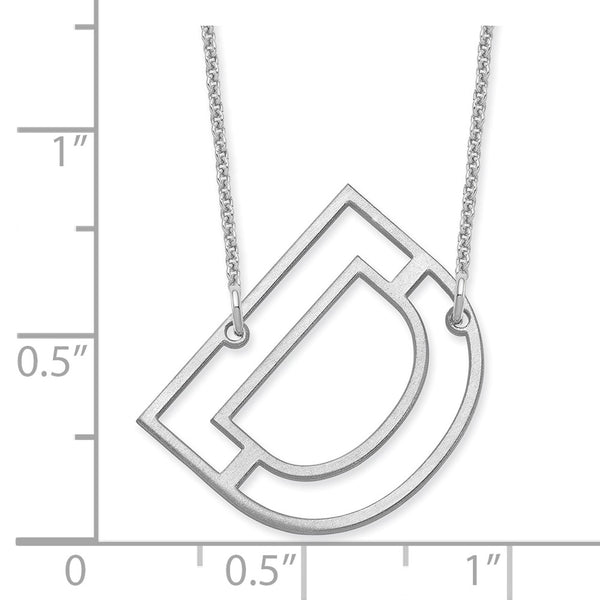 14k White Gold Sideways Cut Out Initial D Necklace