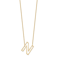 10k Yellow Gold Sideways Cut Out Initial N Necklace