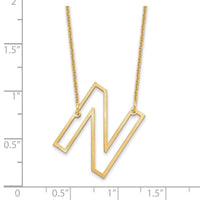 10k Yellow Gold Sideways Cut Out Initial N Necklace