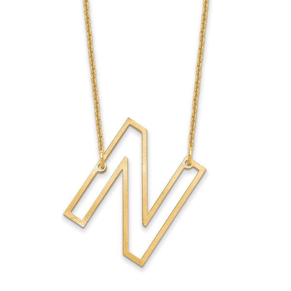 10k Yellow Gold Sideways Cut Out Initial N Necklace