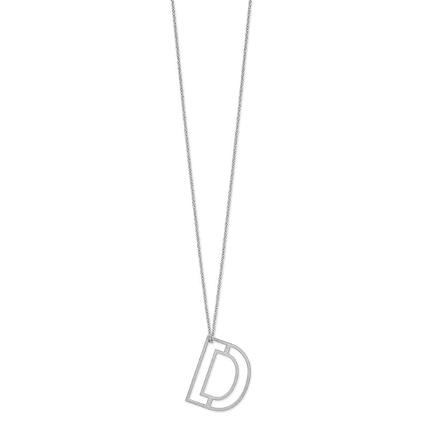 14k White Gold Cut Out Slide Initial D Necklace