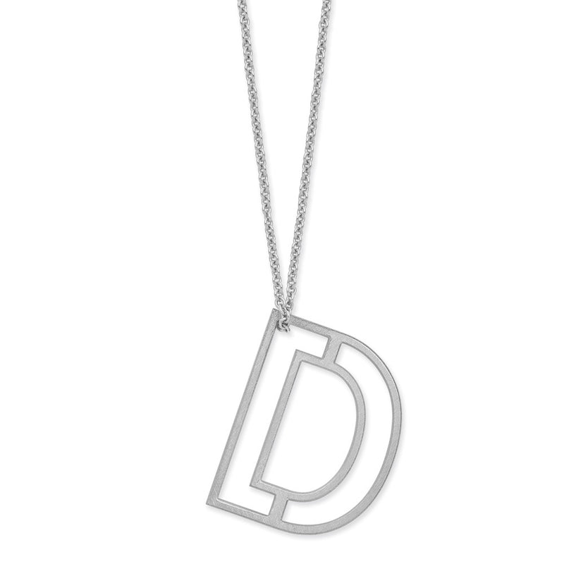 14k White Gold Cut Out Slide Initial D Necklace