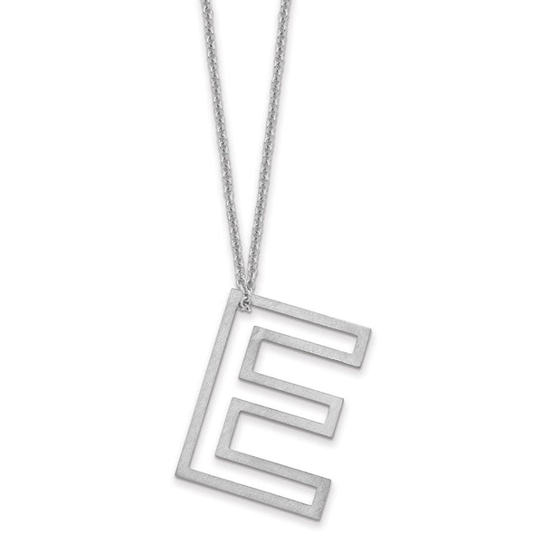 14k White Gold Cut Out Slide Initial E Necklace