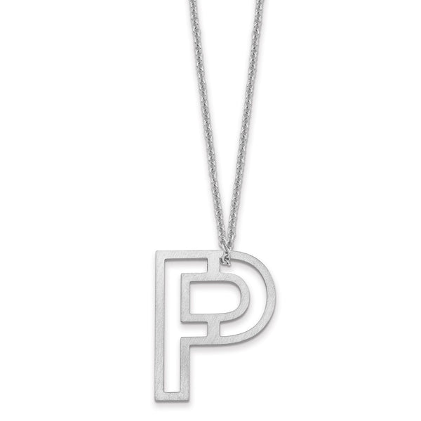 14k White Gold Cut Out Slide Initial P Necklace