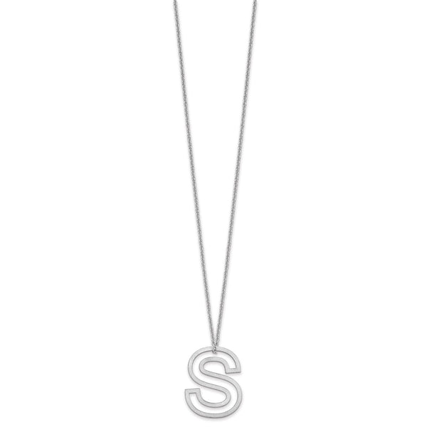 14k White Gold Cut Out Slide Initial S Necklace