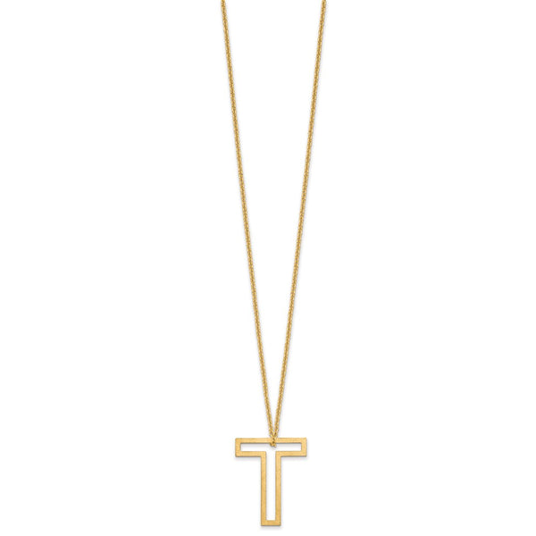 14k Yellow Gold Cut Out Slide Initial T Necklace