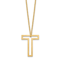 14k Yellow Gold Cut Out Slide Initial T Necklace