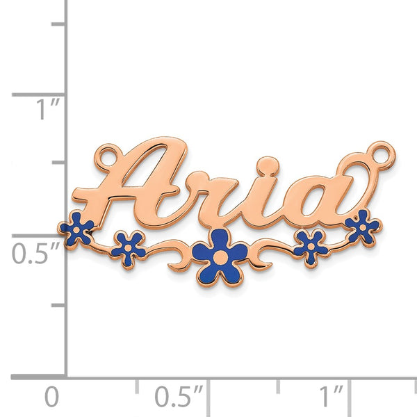 Sterling Silver/Rose-plated Epoxy Flower Name Plate